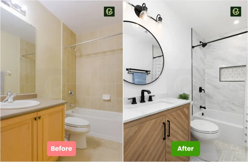 Before and after bathroom remodel design