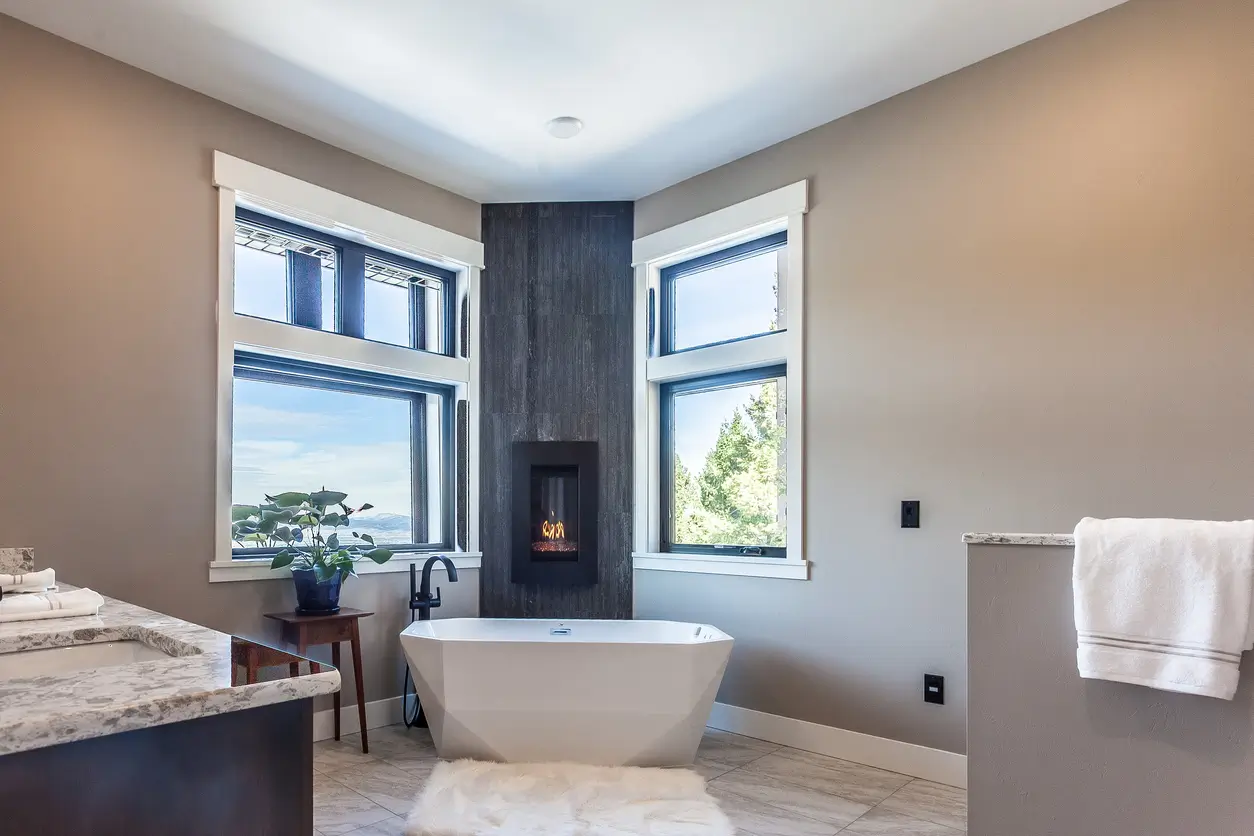 bathroom remodel with a fireplace castle rock