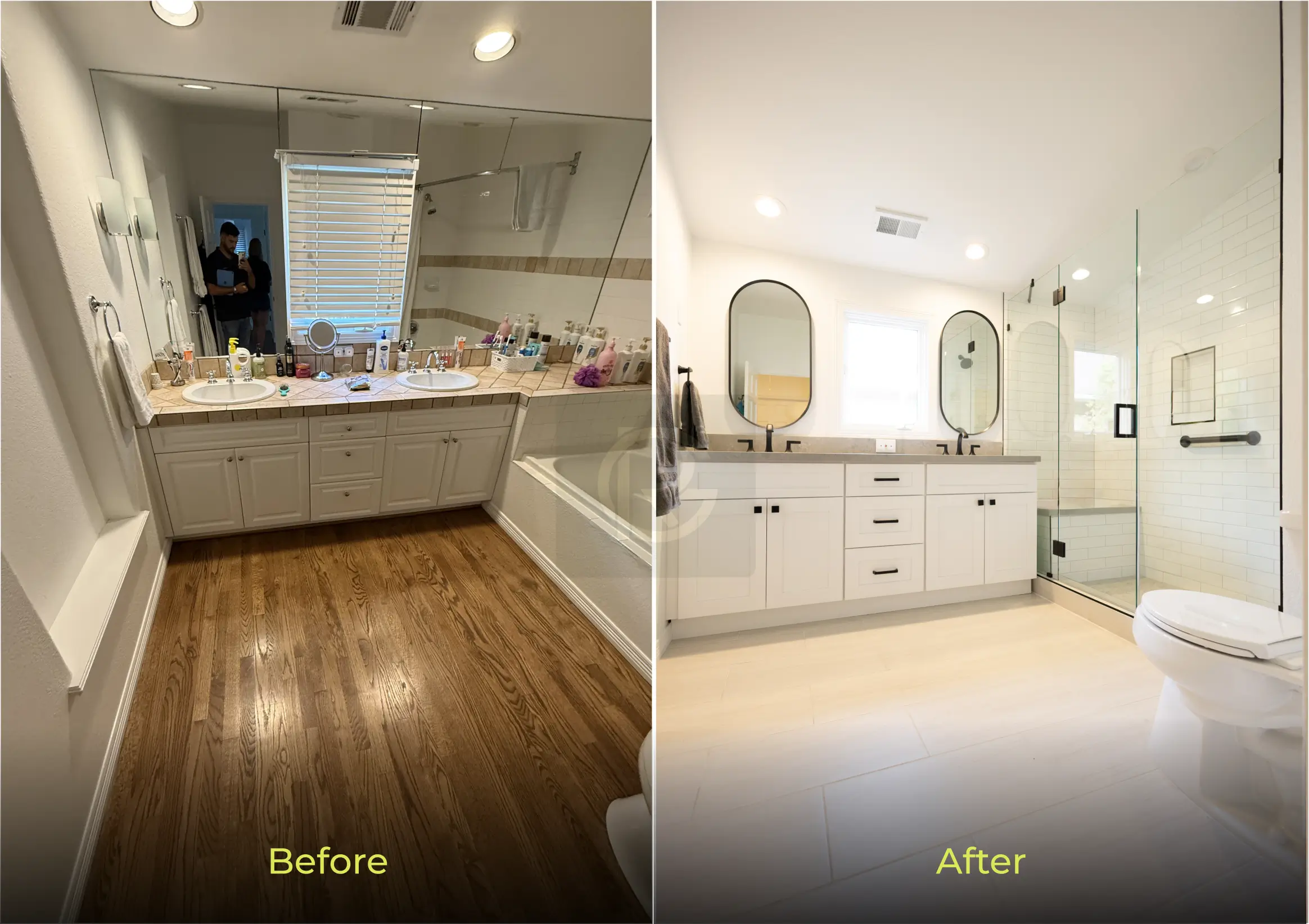 Before and after bathroom remodel in Castle Rock